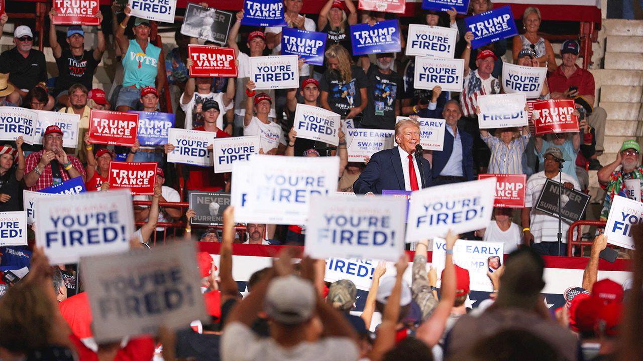 Republican presidential nominee and former U.S. President Donald Trump holds a campaign rally in Harrisburg, Pennsylvania, USA.