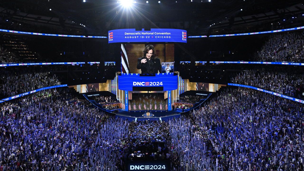 Kamala Harris speaks on the fourth and last day of the Democratic National Convention